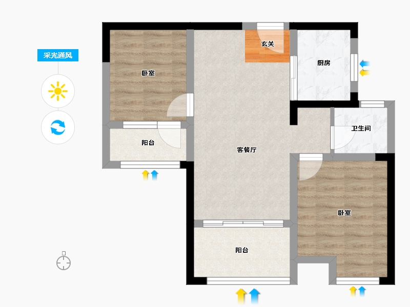 山东省-济南市-中建长清湖-59.90-户型库-采光通风