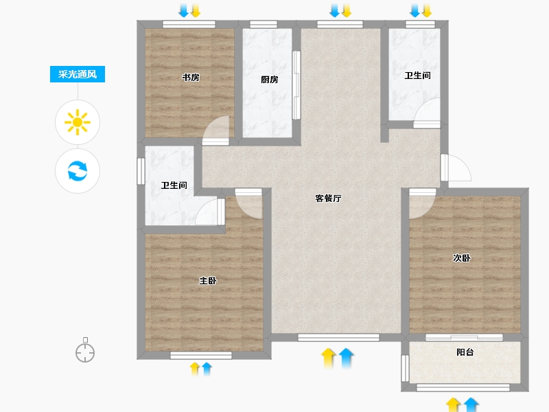 山东省-济南市-鑫隆颐景城-103.00-户型库-采光通风