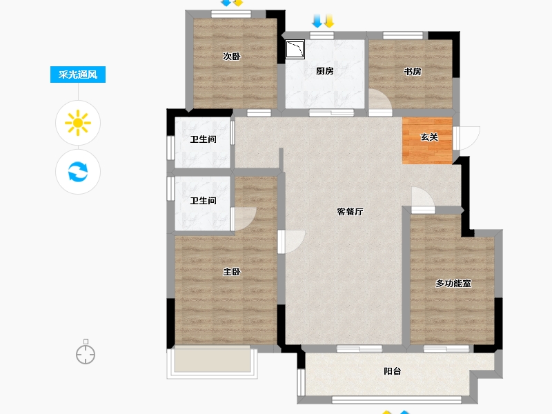 安徽省-蚌埠市-新滨湖孔雀城-95.20-户型库-采光通风