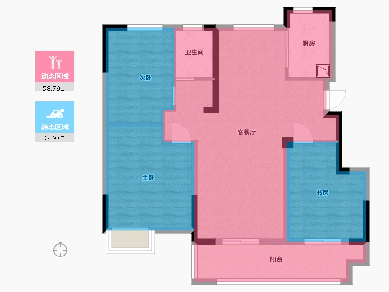 安徽省-蚌埠市-华地弘阳公馆-86.39-户型库-动静分区