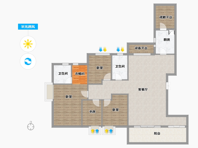 安徽省-合肥市-国贸天成-141.99-户型库-采光通风