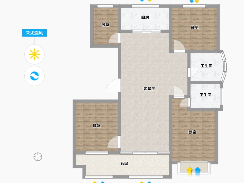 山东省-聊城市-利元馨城-126.00-户型库-采光通风