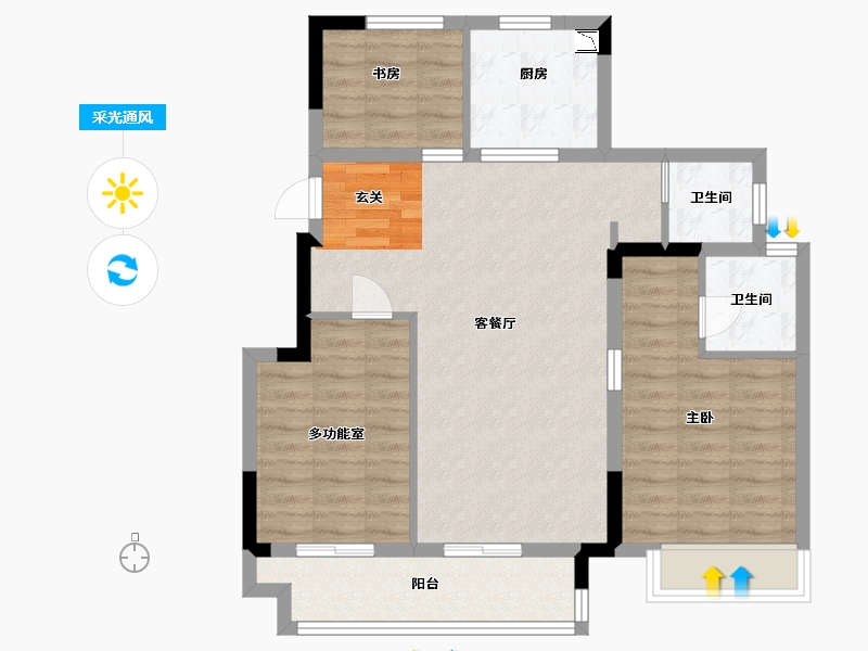 安徽省-蚌埠市-新滨湖孔雀城-80.00-户型库-采光通风