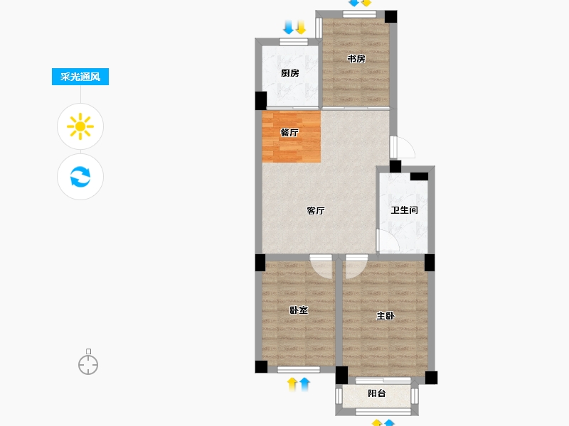 山东省-威海市-裕荣华府-63.13-户型库-采光通风