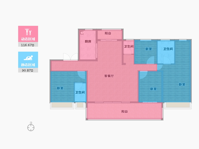 河南省-开封市-建业碧桂园天玺-190.10-户型库-动静分区