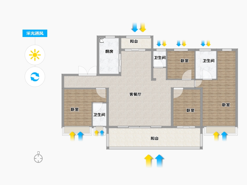 河南省-开封市-建业碧桂园天玺-190.10-户型库-采光通风