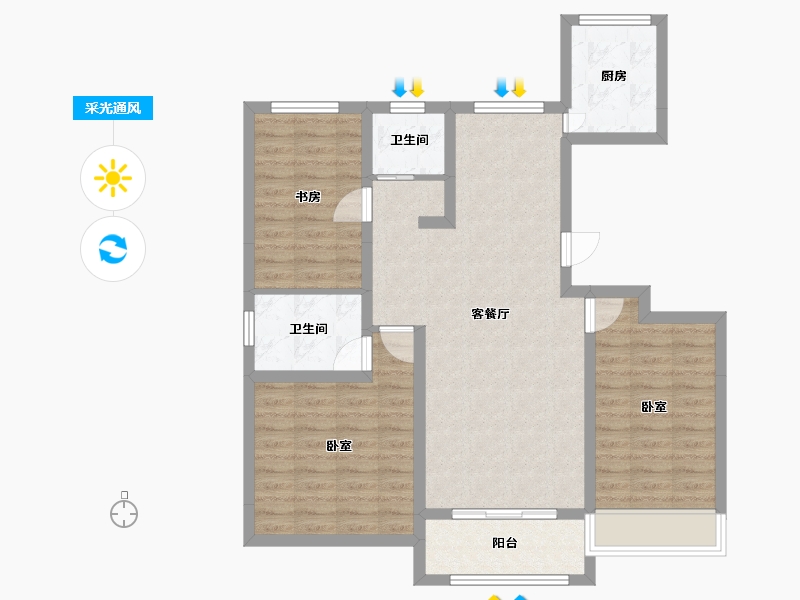 山东省-菏泽市-江南神韵-87.39-户型库-采光通风