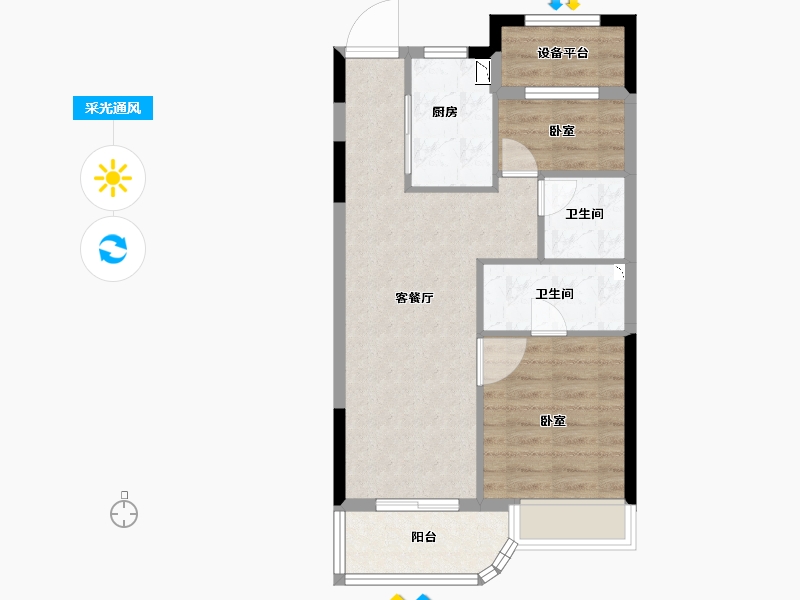 浙江省-舟山市-缘起莲韵-59.00-户型库-采光通风