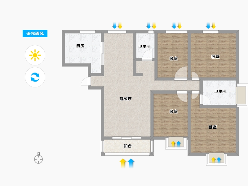 河南省-新乡市-万嘉尚都国际-111.30-户型库-采光通风