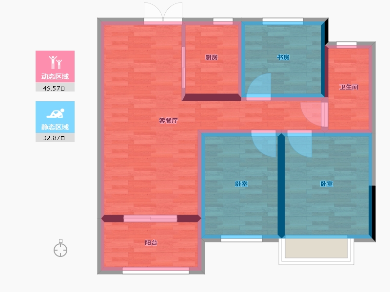 河南省-郑州市-豫发白鹭源春晓-72.83-户型库-动静分区