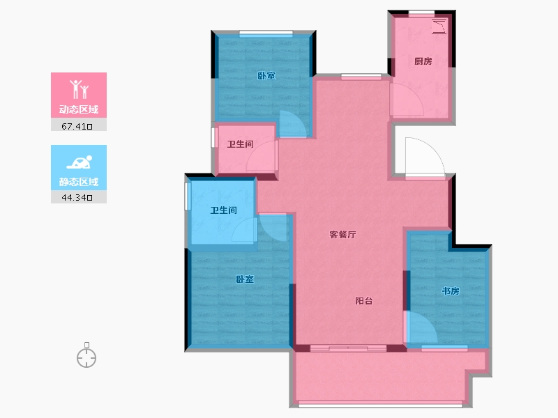 河南省-郑州市-豫发九棠府-99.53-户型库-动静分区