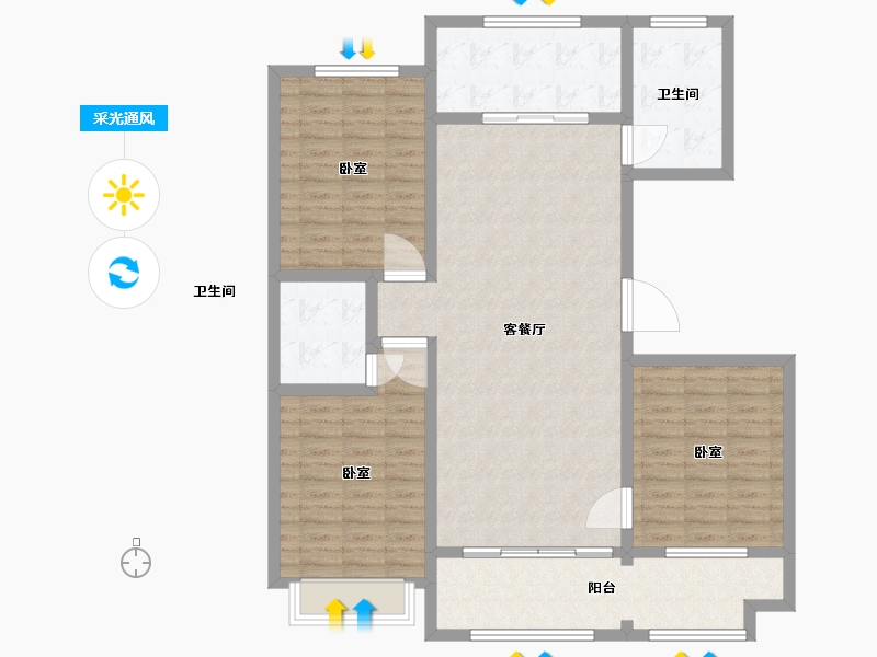 山东省-聊城市-利元馨城-120.00-户型库-采光通风