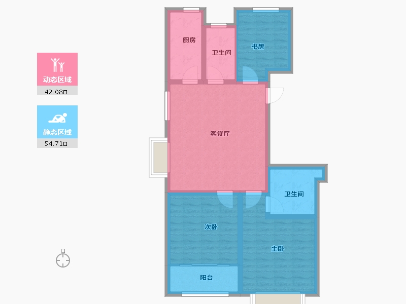 山东省-济南市-卓亚香格里-86.42-户型库-动静分区