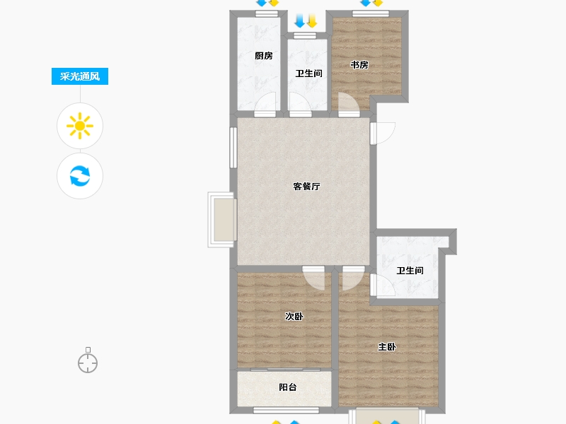 山东省-济南市-卓亚香格里-86.42-户型库-采光通风