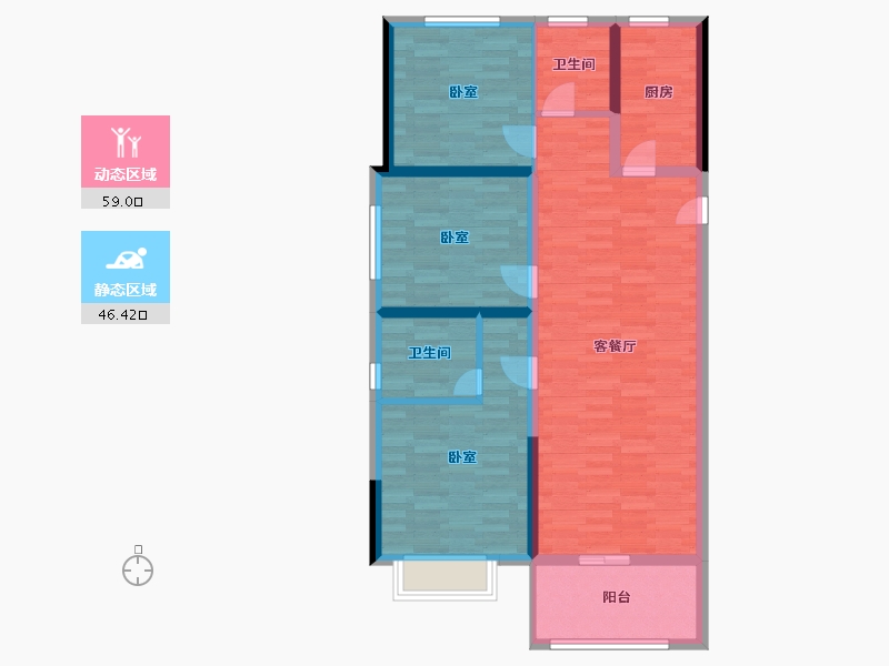 河南省-郑州市-豫发白鹭源春晓-94.34-户型库-动静分区