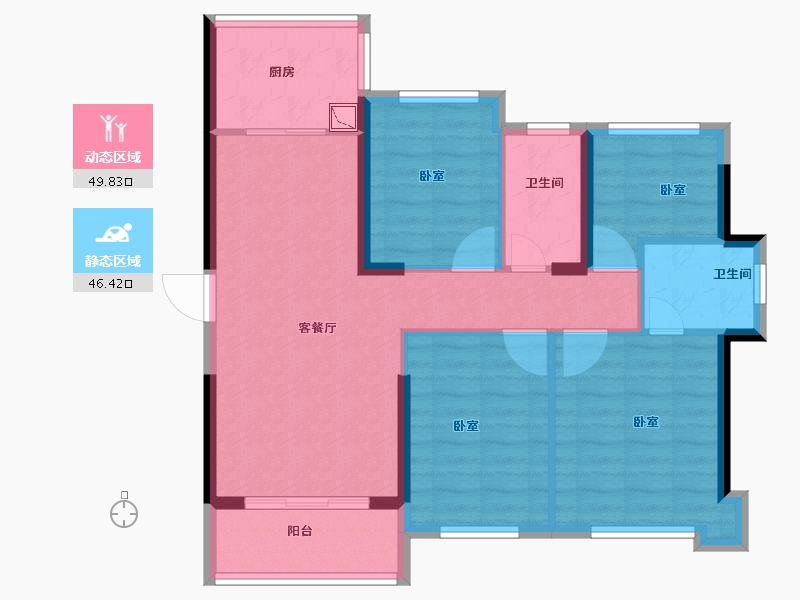 福建省-泉州市-蓝光雍锦府-86.00-户型库-动静分区