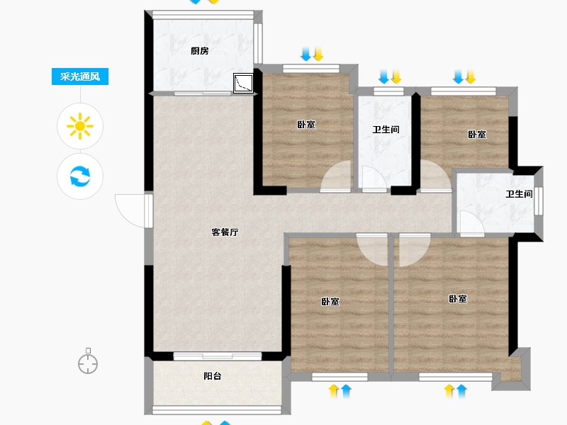 福建省-泉州市-蓝光雍锦府-86.00-户型库-采光通风