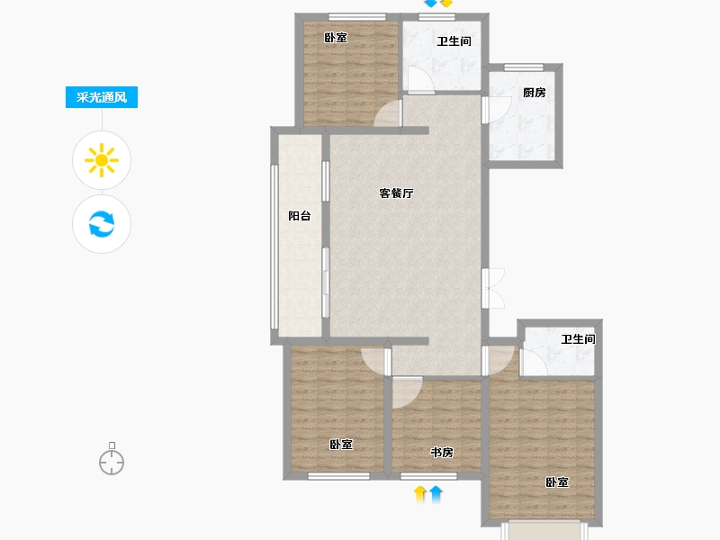 河南省-焦作市-沁阳征云泊景湾-118.42-户型库-采光通风