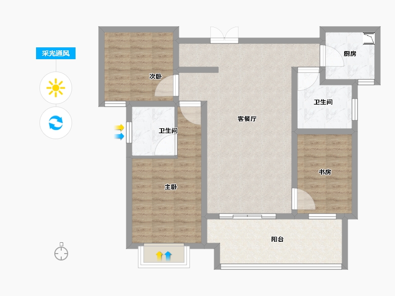 山东省-济南市-星河壹号院-91.01-户型库-采光通风