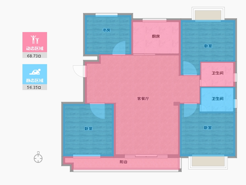 山东省-临沂市-颐龙恒泰二期陶然里-113.00-户型库-动静分区