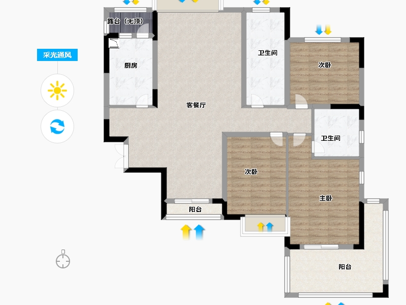 山东省-济南市-锦水丽景-126.00-户型库-采光通风