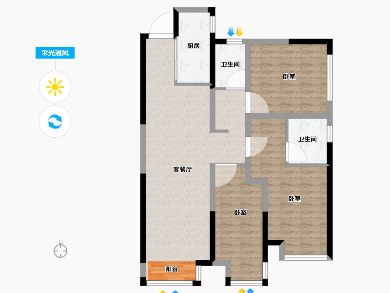 河南省-郑州市-新田·印象中心-91.99-户型库-采光通风