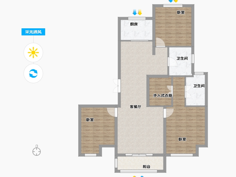 河南省-焦作市-沁阳征云泊景湾-107.58-户型库-采光通风