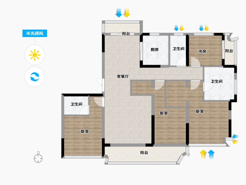 浙江省-绍兴市-金昌香湖印-142.00-户型库-采光通风