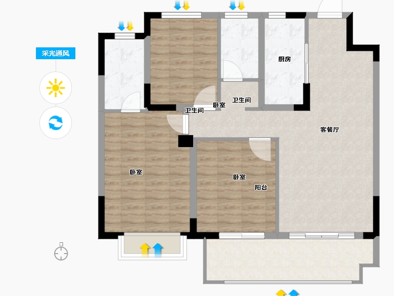 江苏省-无锡市-红豆天一华府-94.01-户型库-采光通风