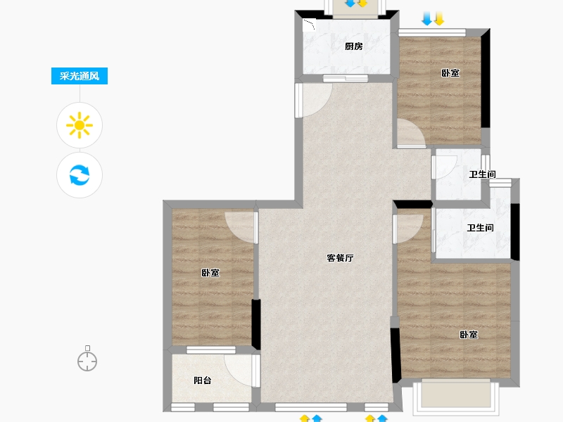 福建省-龙岩市-厦鑫·博览佰院-78.00-户型库-采光通风