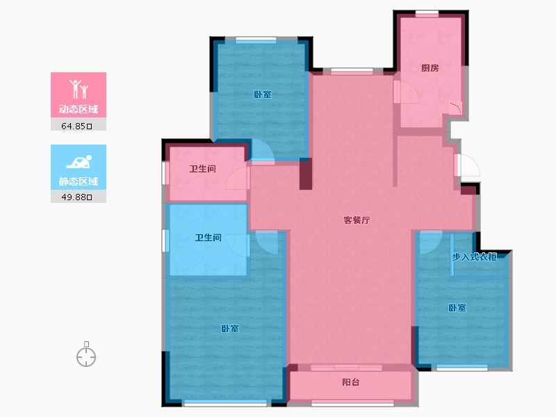 山东省-烟台市-中冶沁海云墅-102.00-户型库-动静分区