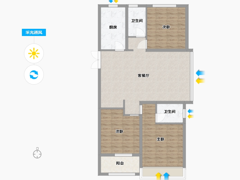 安徽省-蚌埠市-山水文园-97.99-户型库-采光通风