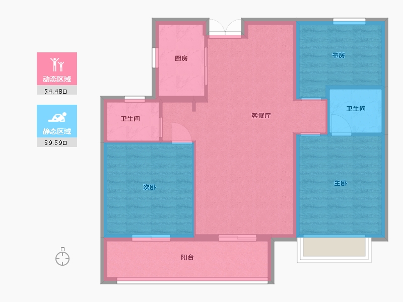 安徽省-蚌埠市-山水文园-84.80-户型库-动静分区