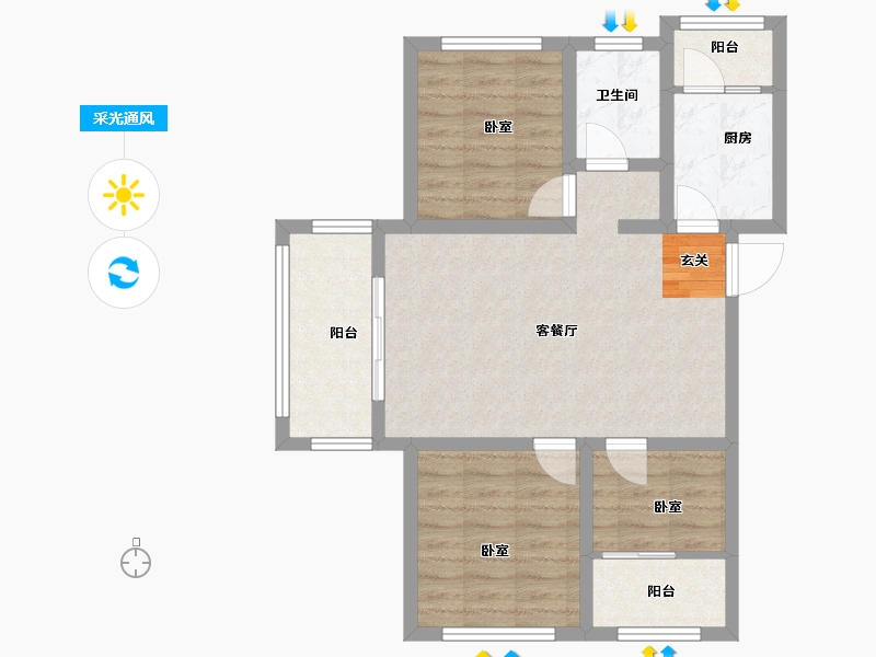 山东省-青岛市-晟高领御-72.29-户型库-采光通风