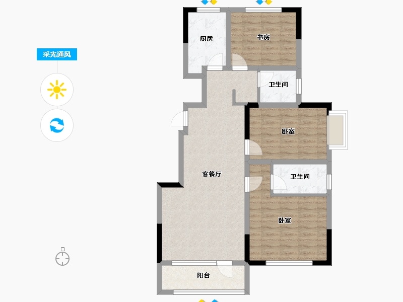 山东省-青岛市-正阳里-87.72-户型库-采光通风