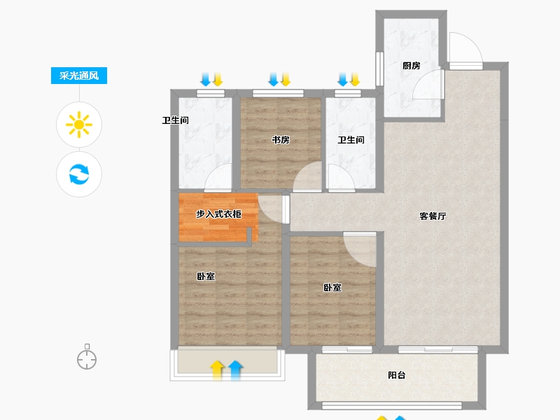 河南省-郑州市-建业盛悦府-87.00-户型库-采光通风