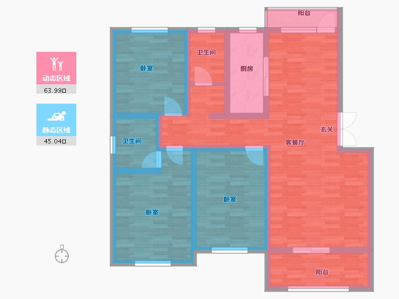 山东省-青岛市-胶州紫城御都-96.00-户型库-动静分区