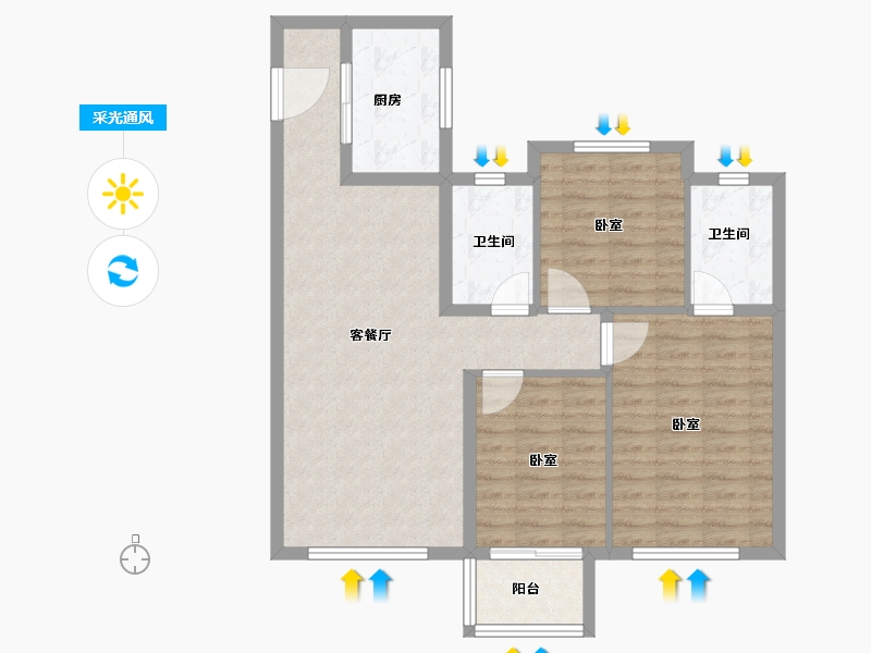 福建省-泉州市-中骏璟峰-88.00-户型库-采光通风