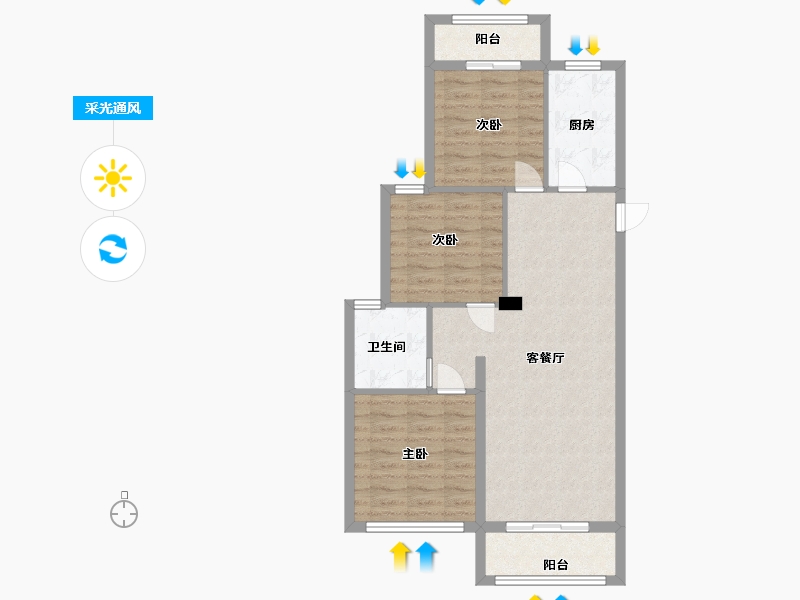 安徽省-蚌埠市-禹都府-76.00-户型库-采光通风