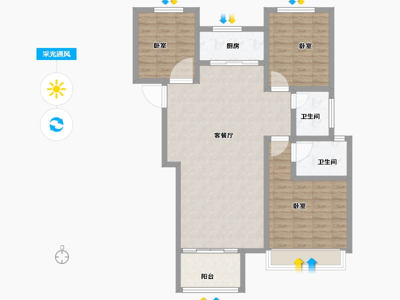 河南省-新乡市-绿都温莎城邦-98.35-户型库-采光通风