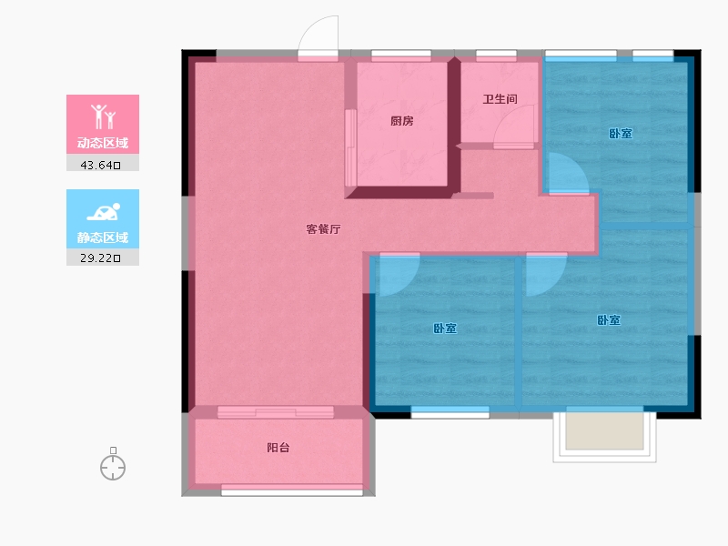 山东省-青岛市-正阳里-64.95-户型库-动静分区