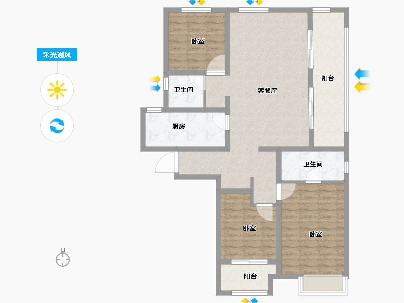 河南省-洛阳市-建业定鼎府-103.00-户型库-采光通风