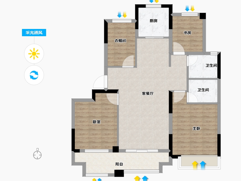 山东省-枣庄市-东南悦湖-99.65-户型库-采光通风