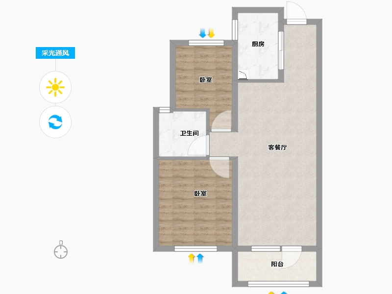 山东省-烟台市-万科城市之光二期-68.00-户型库-采光通风