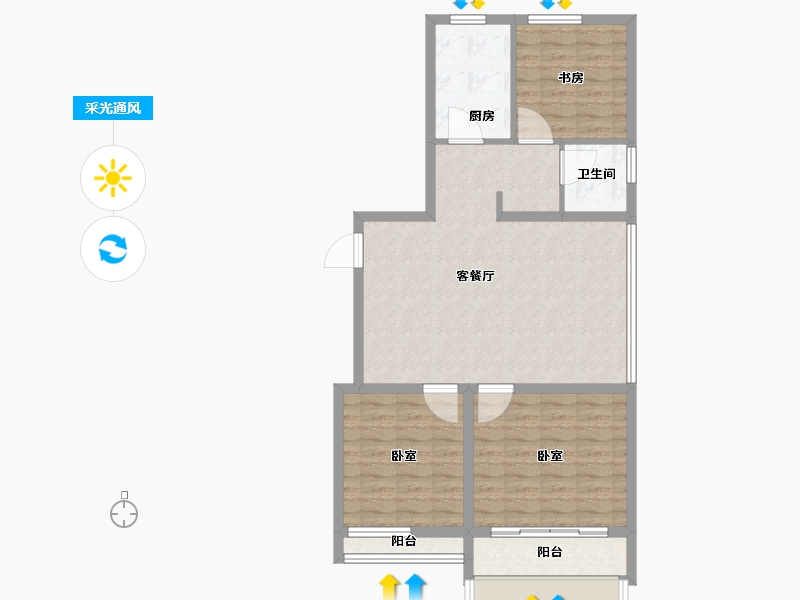 山东省-烟台市-万光山海城B区御山海-87.67-户型库-采光通风