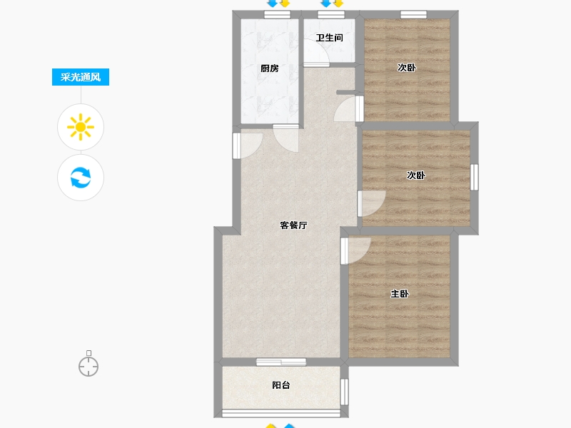 山东省-日照市-德瑞水岸华庭-69.69-户型库-采光通风