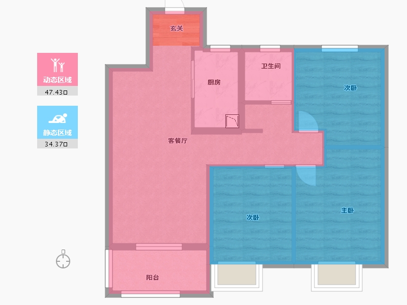 安徽省-蚌埠市-孔雀城时代北宸-72.80-户型库-动静分区