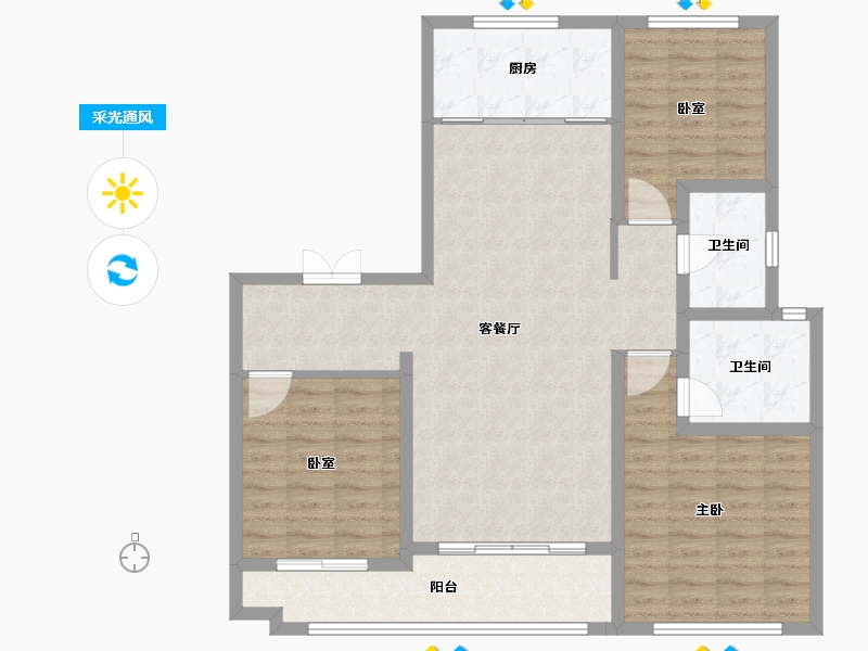 山东省-枣庄市-信华城-107.96-户型库-采光通风