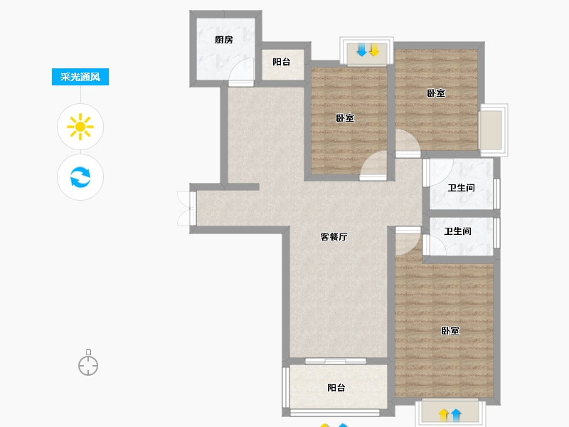 河南省-新乡市-东湖湾-98.54-户型库-采光通风