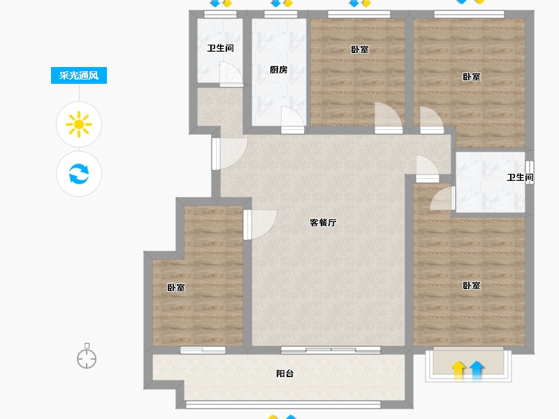 山东省-聊城市-世家·如意府-104.00-户型库-采光通风